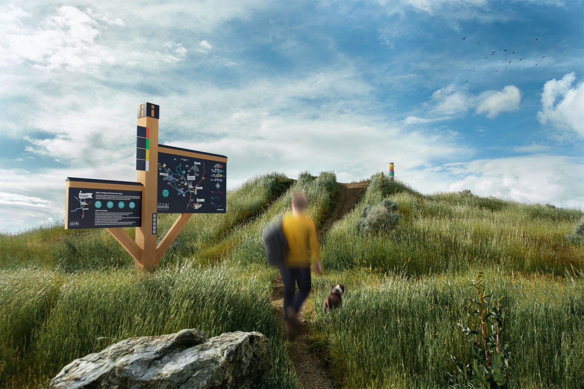 Drevená náučná tabuľa s QR nosičom