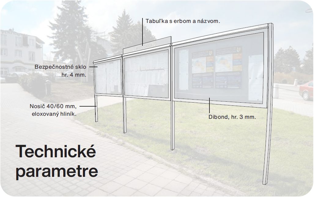Úradná tabuľa - technické parametre