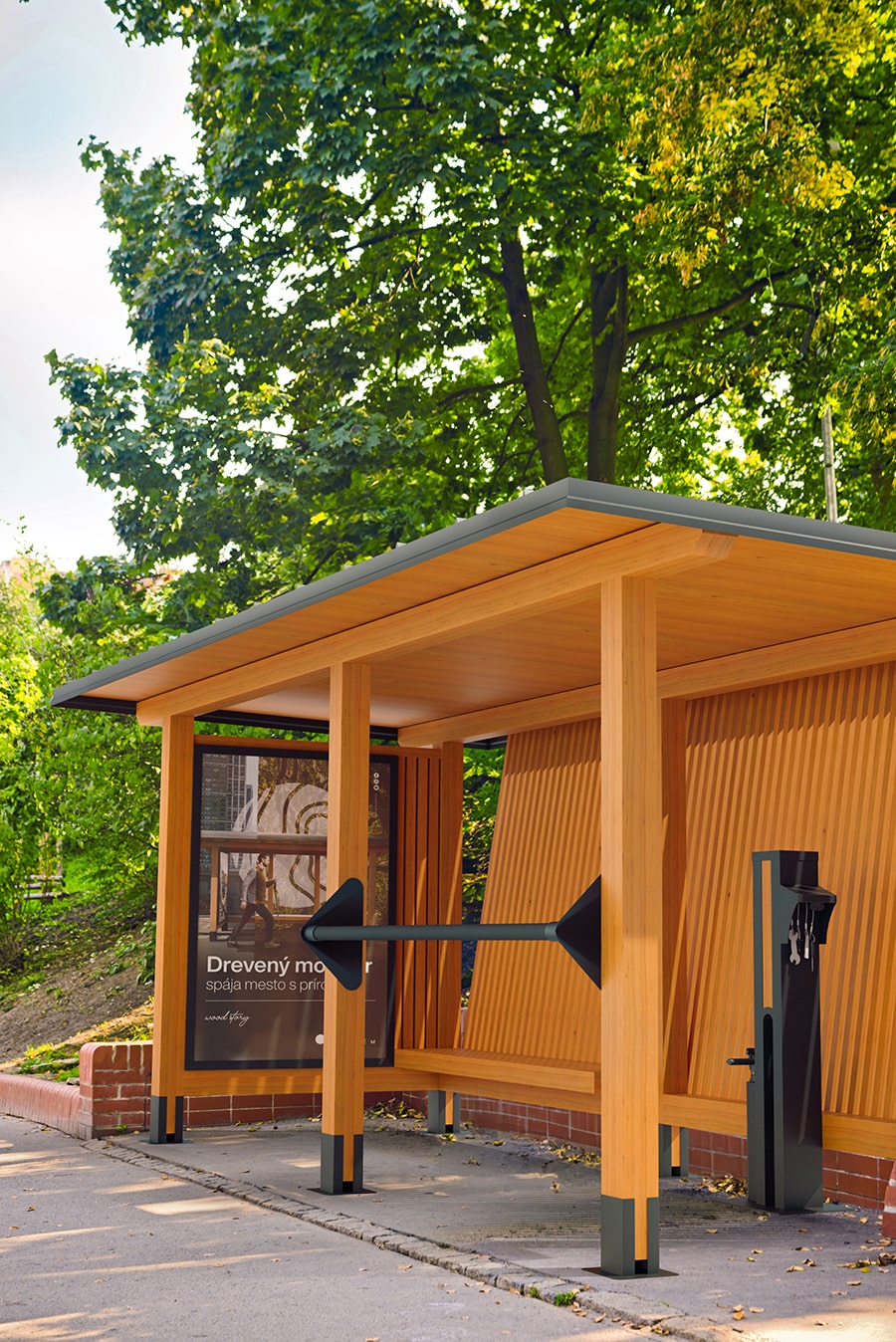 Prístrešok drevený so stojanom na bicykle